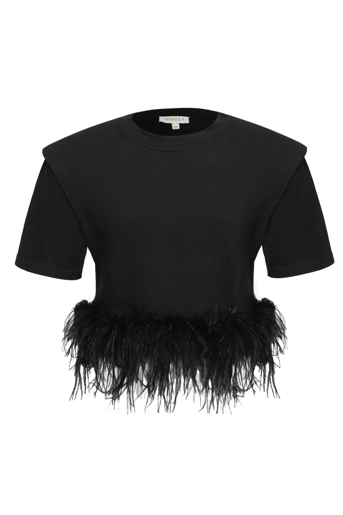 FEATHERED T-SHIRT - BLACK